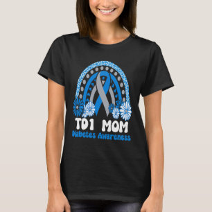 Camiseta Sensibilização para o diabetes T1d Mãe Azul Fita d