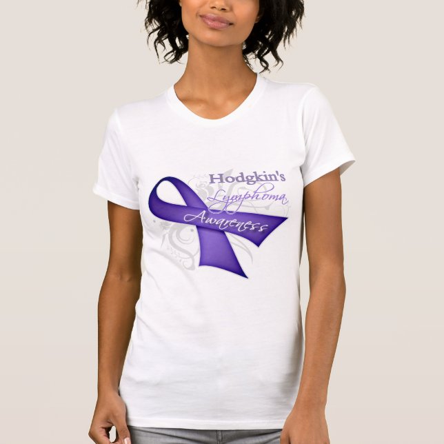 Camiseta Sensibilização para o linfoma de Scroll Ribbon Hod (Frente)