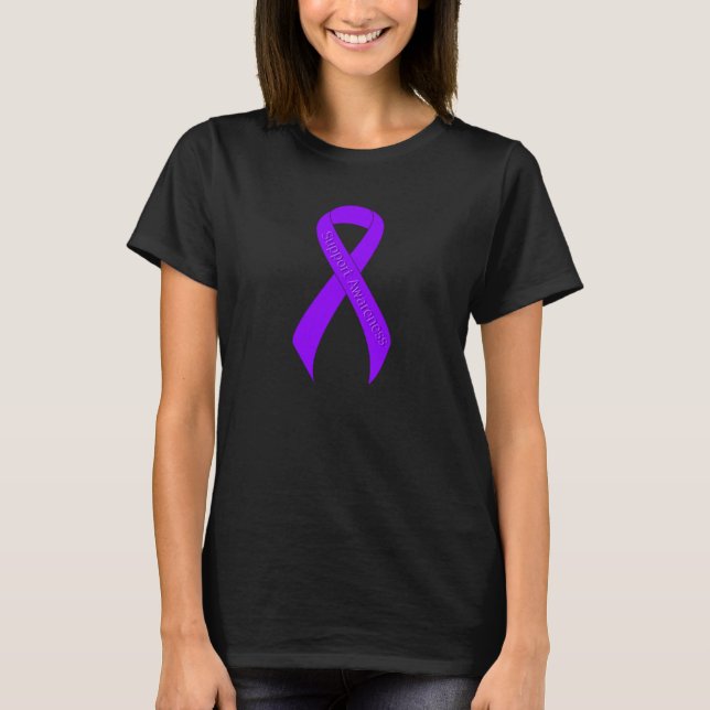 Camiseta Sensibilização para o suporte à fita violeta, linf (Frente)