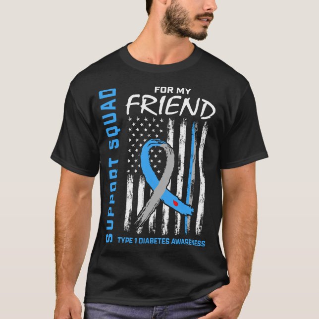Camiseta Sensibilização para o T1D Sinalizador dos EUA Corr (Frente)