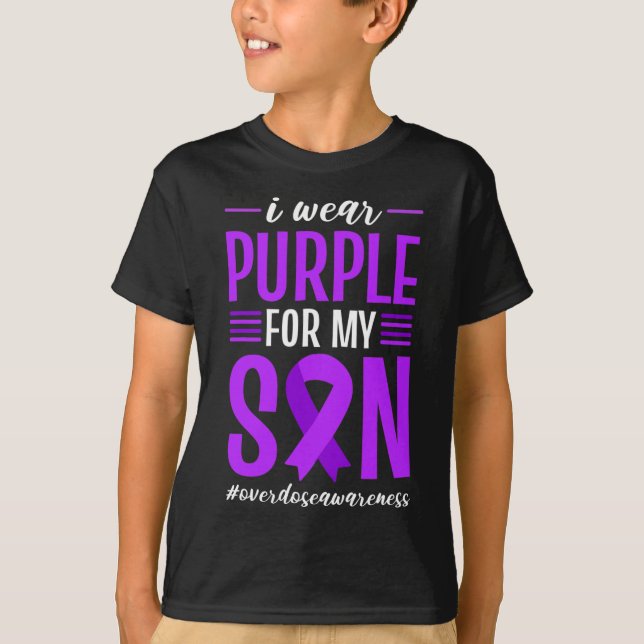 Camiseta Sensibilização Para Sobredosagem Eu Visto Roxo Par (Frente)