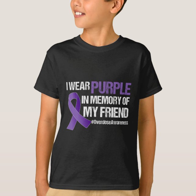 Camiseta Sensibilização Para Sobredosagem Eu Visto Roxo Par (Frente)