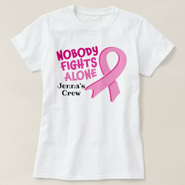 Camiseta Sensibilização Personalizada para o Cancer da Mama (Frente do Design)