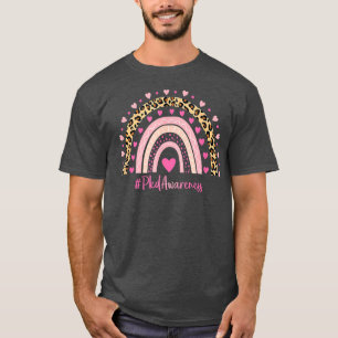 Camiseta Sensibilização Pkd Coração Rosa Leopardo Arco-Íris