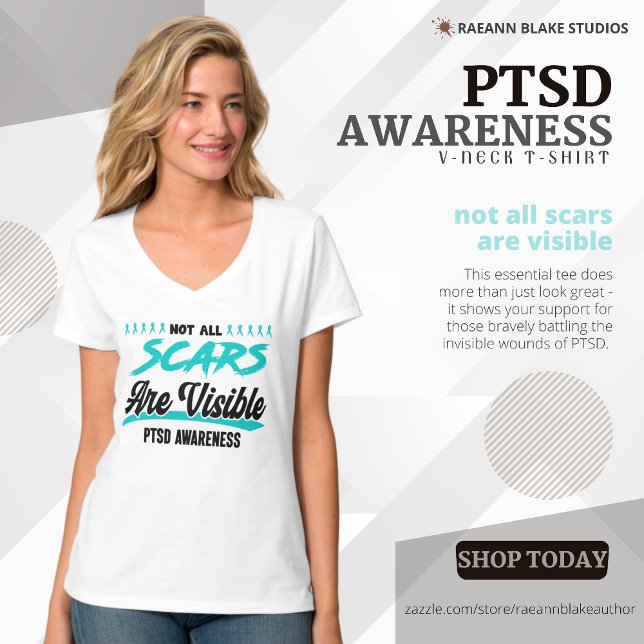 Camiseta Sensibilização PTSD-Neck T-Shirt (Criador carregado)
