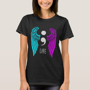 Camiseta Sensibilização Suicida - Anjo Semi Colon Life