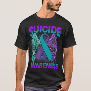 Camiseta Sensibilização Suicida Asas de Roupa Fita Suicídio