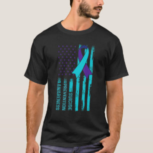 Camiseta Sensibilização Suicida Bandeira Americana Fita Men