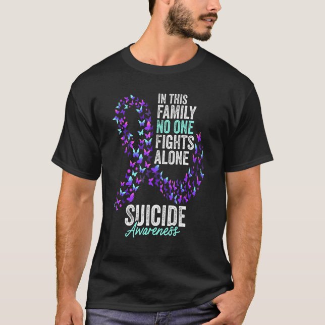 Camiseta Sensibilização Suicida Mês Borboletas Roxo e Chá (Frente)