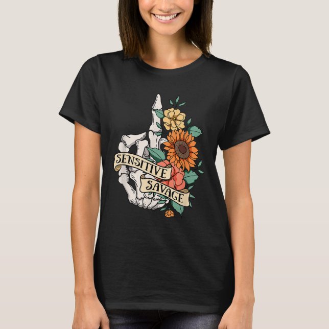 Camiseta Sensitive Savage Flower Skeleton Dead Inside Motiv (Frente)