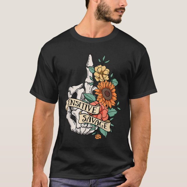 Camiseta Sensitive Savage Flower Skeleton Dead Inside Motiv (Frente)