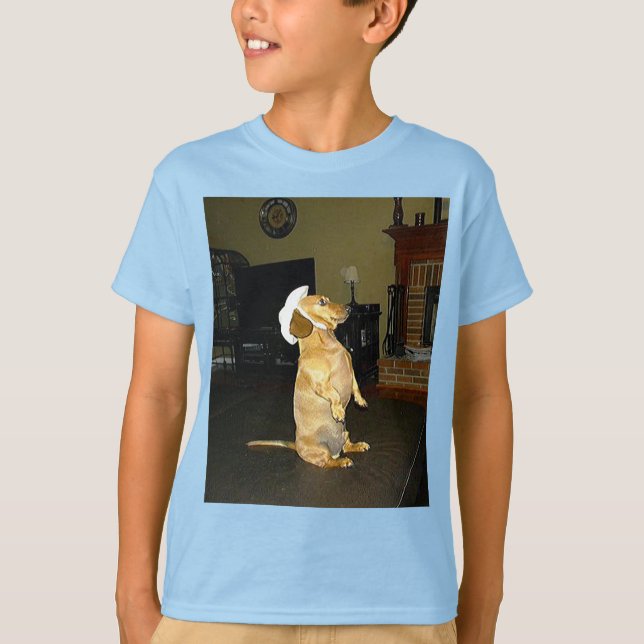 Camiseta Sentado Bonito ou assistindo TV Dachshund Kids (Frente)