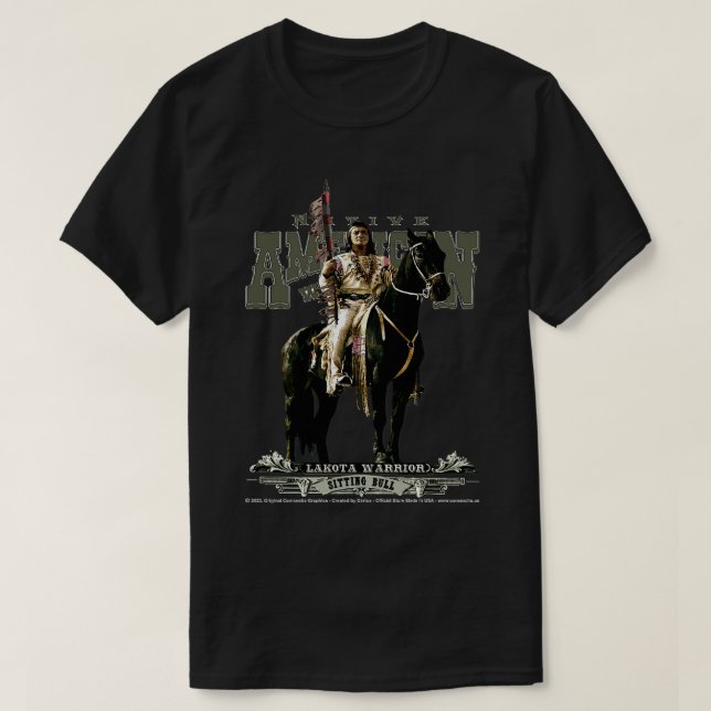 Camiseta Sentado Bull Lakota Nation Warrior (Frente do Design)