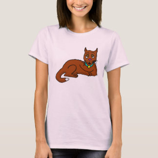 Camiseta Sentado de Gato de Cartoon