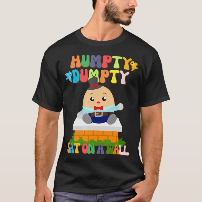 Camiseta Sentado Humpty Em Uma Parede Para Crianças Meninos (Frente)