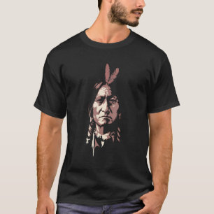 Camiseta Sentando Bull Chefe de Guerra Indígena Americana
