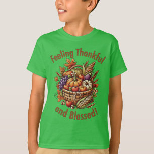 Camiseta Sentimento de cornucopia agradecida e abençoada