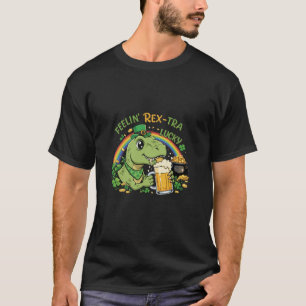 Camiseta Sentimento Divertido Rex-Tra Sortudo T-Rex Dia d