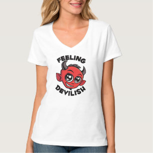 Camiseta Sentindo-me Diabólico Cute Diabo Sorridente