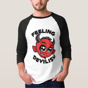 Camiseta Sentindo-me Diabólico Cute Diabo Sorridente