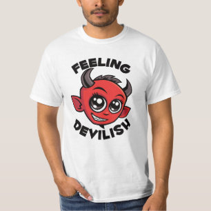Camiseta Sentindo-me Diabólico Cute Diabo Sorridente