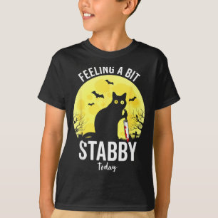Camiseta Sentindo-me Um Pouco Estabada Funny Gato Preto Hal