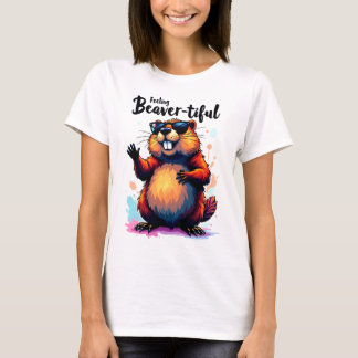 Camiseta Sentindo-se bonito - Gráfico engraçado do castor