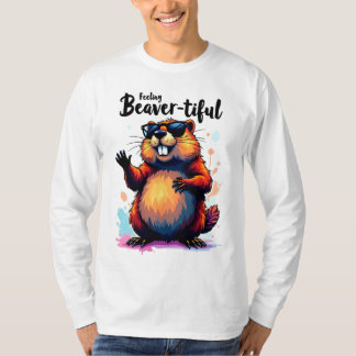 Camiseta Sentindo-se bonito - Gráfico engraçado do castor