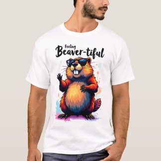 Camiseta Sentindo-se bonito - Gráfico engraçado do castor