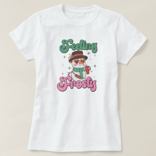 Camiseta Sentindo-se Gelado Boneco de Neve Retrô
