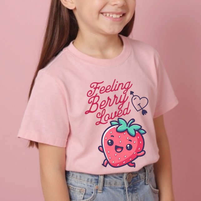 Camiseta Sentir Berry Amado Namorados de morango bonito (Feeling Berry Loved Cute Strawberry Valentine T-Shirt)