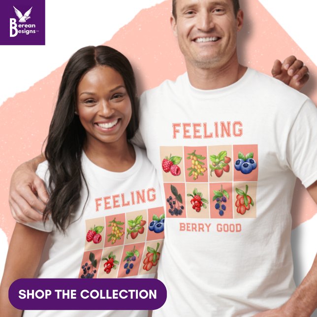 Camiseta SENTIR BERRY BOM E Personalizável Berries de Moran (Stylish couples matching tee in the FEELING BERRY GOOD aesthetic. Ideal for plant moms and dads.)