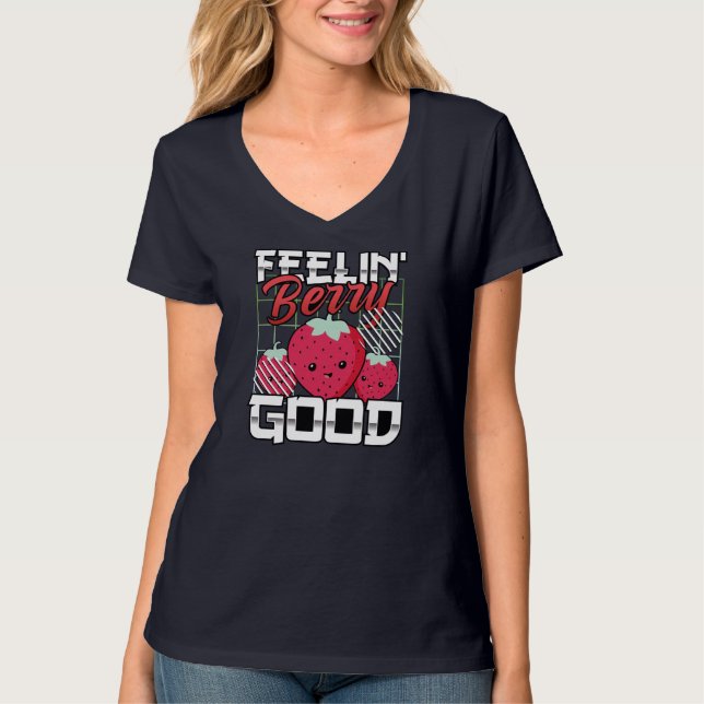 Camiseta Sentir Berry Bom, Fruta Engraçada, Morango (Frente)