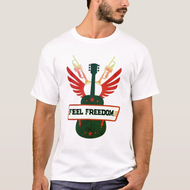 Camiseta Sentir liberdade na música | Algodão básico mascul (Frente)