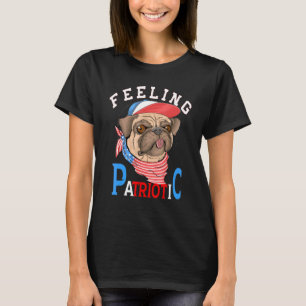 Camiseta Sentir-Se Patriótico Americano Pug Red White E Blu