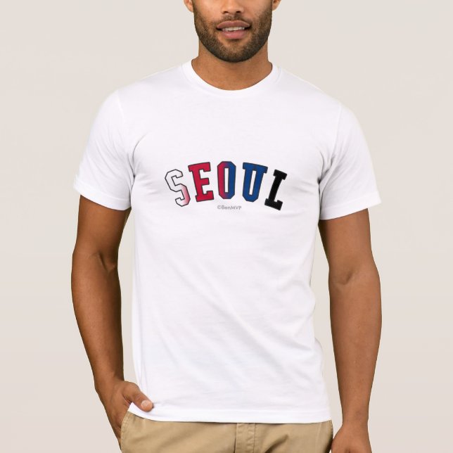 Camiseta Seoul em cores da bandeira nacional de Coreia do (Frente)