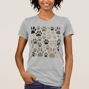 Camiseta Sepia Dog Paw Prints All Over T-Shirt