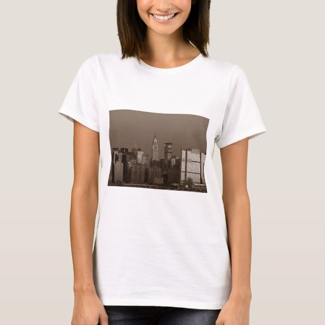 Camiseta Sepia Nova Iorque Skyline (Frente)