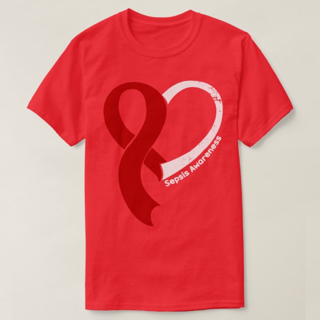 Camiseta Sepsis Consciência Esperança Amor Fita Coração Fel (Frente do Design)