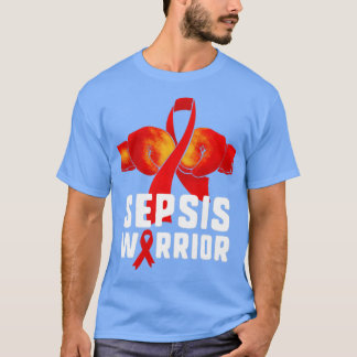 Camiseta Sepsis Warrior Red Ribbon Boxando Luvas Sensibiliz