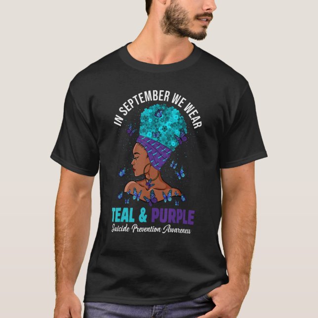 Camiseta September We Wear Teal Purple Suicide Prevention A (Frente)