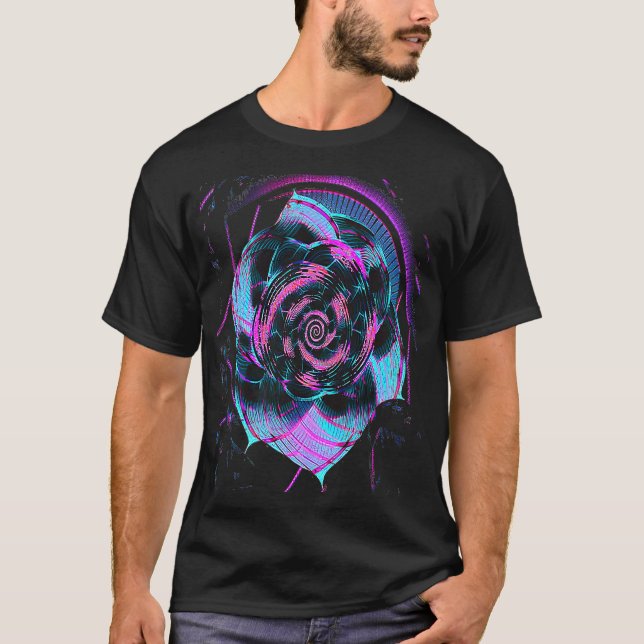 Camiseta Sequência de Fibonacci Flor Vaporwave Estética (Frente)