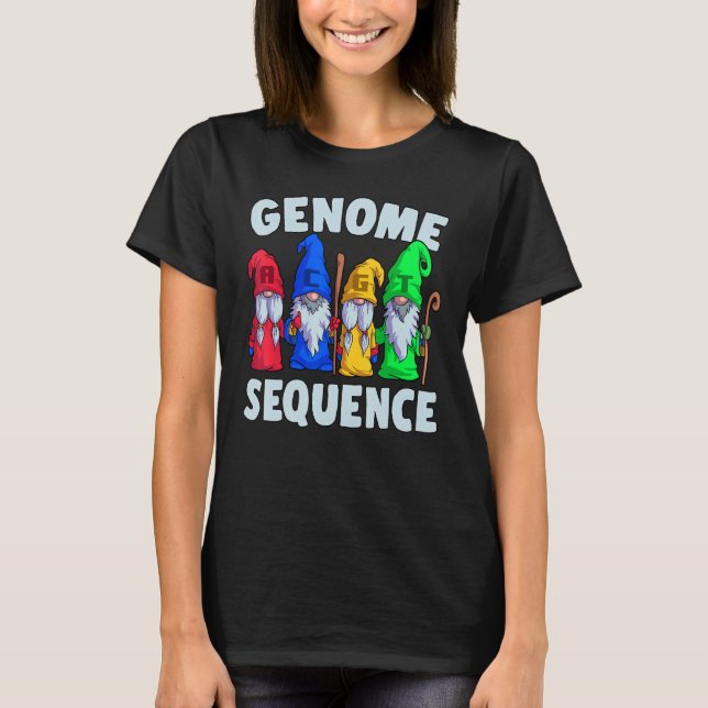 Camiseta Sequência do Genoma Funny Gnome Biology Physics Sc (Frente)