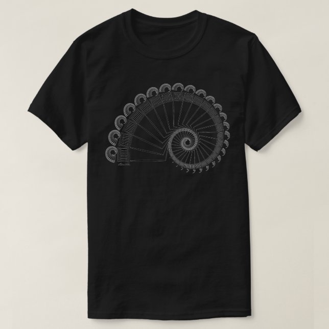 Camiseta Sequência Fibonática Geométrica Sagrada Nautilus S (Frente do Design)