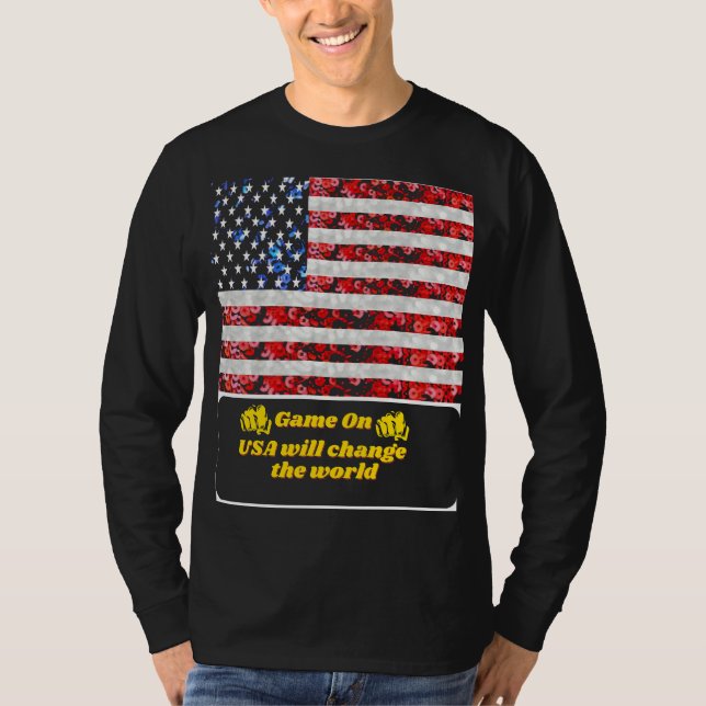 Camiseta Sequin American Flag T-shirt EUA (Frente)