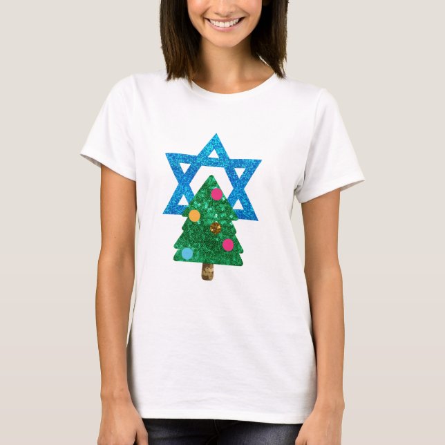 Camiseta sequin christmukkah hanukkah (Frente)