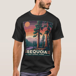 Camiseta Sequoia National Park - Retro Sunset Landscape Grá