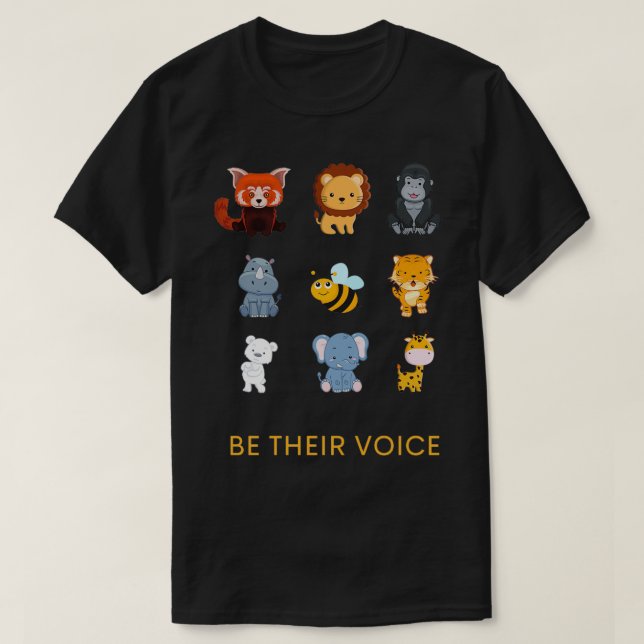 Camiseta Ser a voz das espécies animais ameaçadas (Frente do Design)