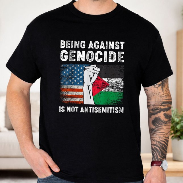Camiseta Ser Contra o Genocídio Não é Antisemitismo (Criador carregado)