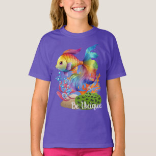 Camiseta Ser Peixe Arco-Íris Único